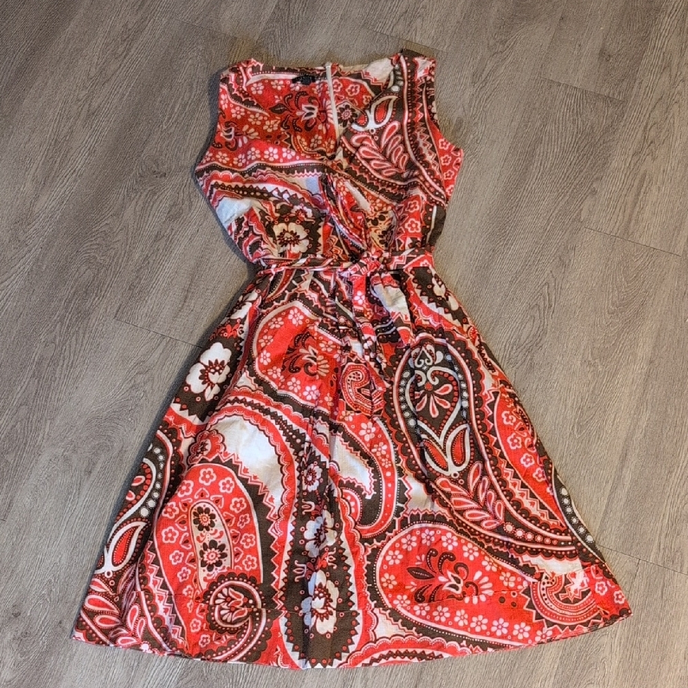 Paisley Print Red Dress